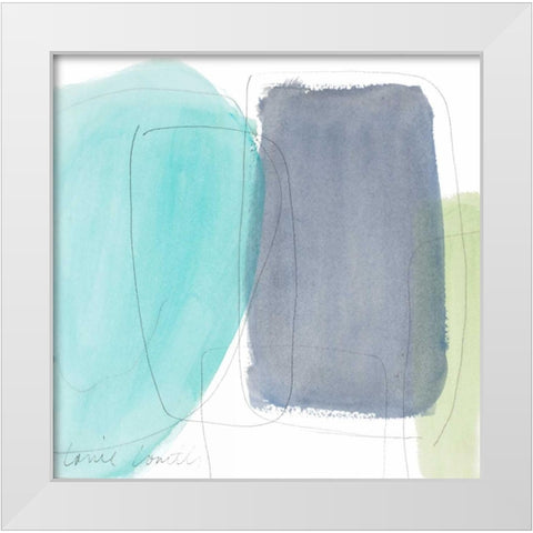 Teal and Grey Abstract I White Modern Wood Framed Art Print by Loreth, Lanie
