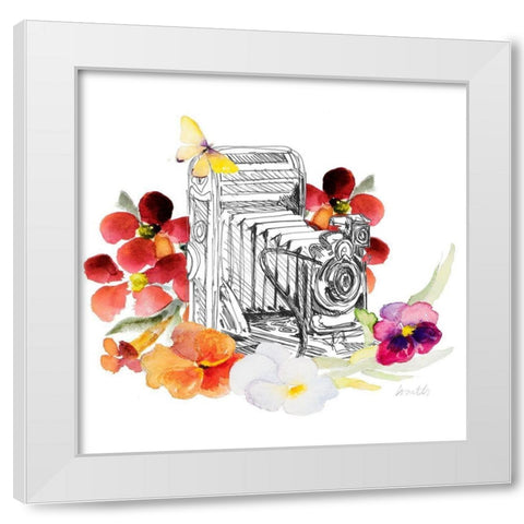 Camera Sketch on Fall Floral I White Modern Wood Framed Art Print by Loreth, Lanie