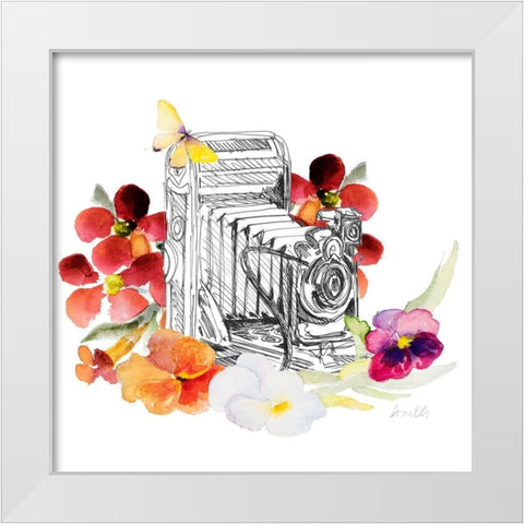 Camera Sketch on Fall Floral I White Modern Wood Framed Art Print by Loreth, Lanie