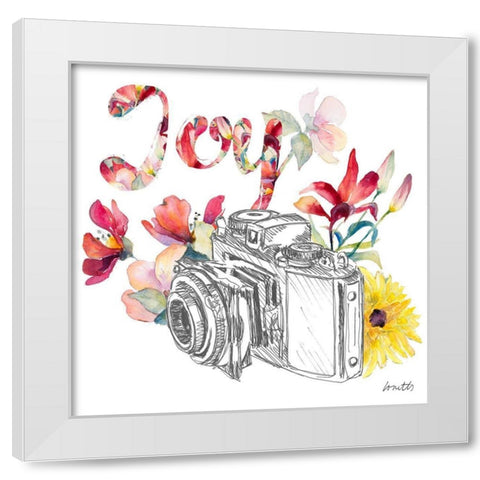 Blooming Camera White Modern Wood Framed Art Print by Loreth, Lanie