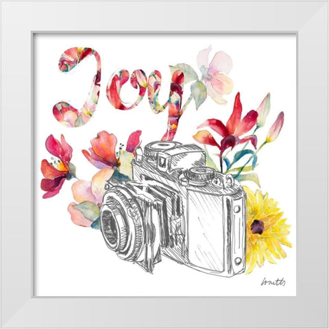 Blooming Camera White Modern Wood Framed Art Print by Loreth, Lanie