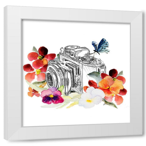 Camera Sketch on Fall Floral II White Modern Wood Framed Art Print by Loreth, Lanie