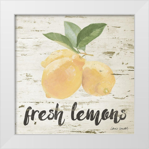 Fresh Lemons White Modern Wood Framed Art Print by Loreth, Lanie