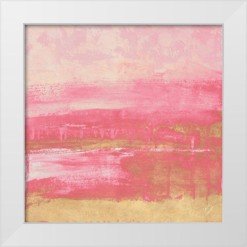 Pink and Gold Abstract White Modern Wood Framed Art Print by Loreth, Lanie
