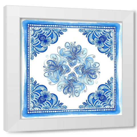 Artisan Tile Blue I White Modern Wood Framed Art Print by Diannart