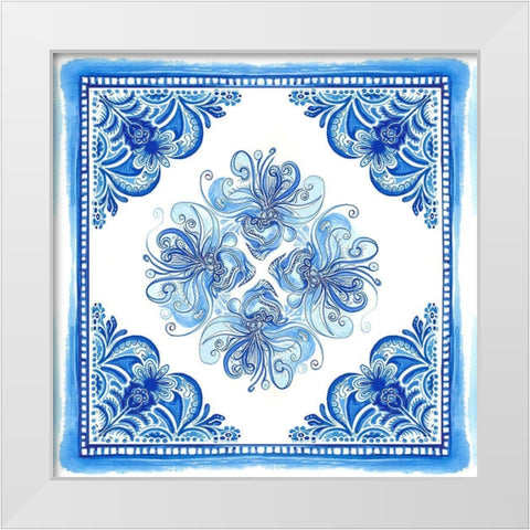 Artisan Tile Blue I White Modern Wood Framed Art Print by Diannart