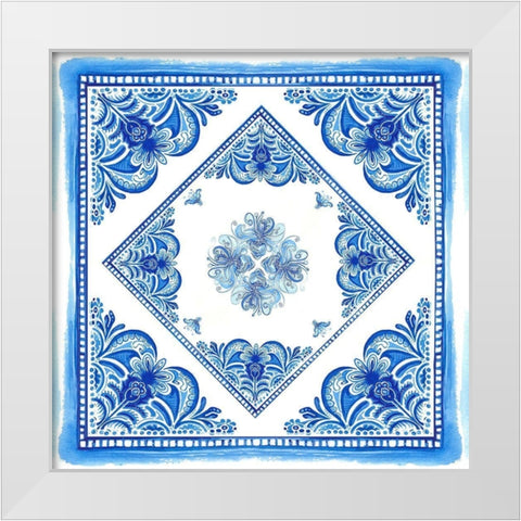 Artisan Tile Blue II White Modern Wood Framed Art Print by Diannart