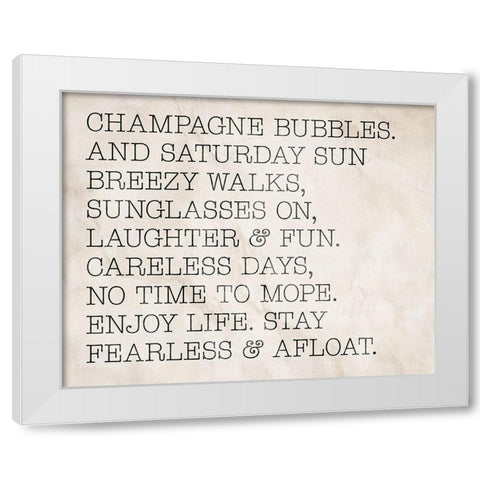 Champagne Bubbles White Modern Wood Framed Art Print by SD Graphics Studio
