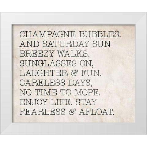 Champagne Bubbles White Modern Wood Framed Art Print by SD Graphics Studio