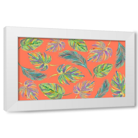 Colorful Leaves Scatter Pattern White Modern Wood Framed Art Print by DeRice, Julie