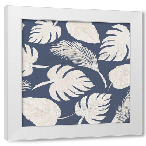 White Leaves Scatter Pattern White Modern Wood Framed Art Print by DeRice, Julie