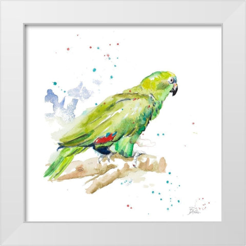 Amazon Parrot III White Modern Wood Framed Art Print by Pinto, Patricia
