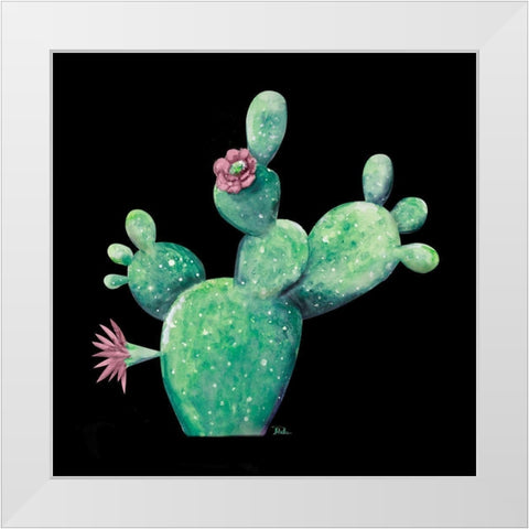 Cactus in Bloom on Black I White Modern Wood Framed Art Print by Pinto, Patricia