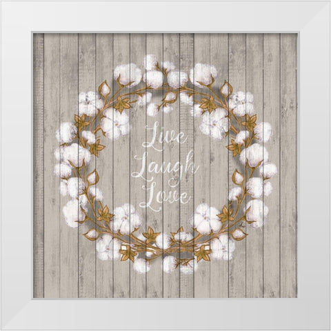 Cotton Wood Wreath White Modern Wood Framed Art Print by Metz, Andi