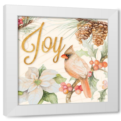 Christmas Cardinal III White Modern Wood Framed Art Print by Gaynor, Janice
