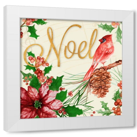 Bright Christmas Cardinal I White Modern Wood Framed Art Print by Gaynor, Janice