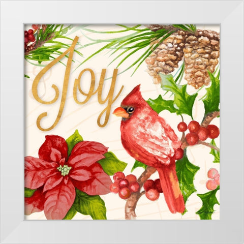 Bright Christmas Cardinal III White Modern Wood Framed Art Print by Gaynor, Janice