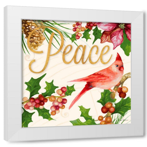 Bright Christmas Cardinal II White Modern Wood Framed Art Print by Gaynor, Janice