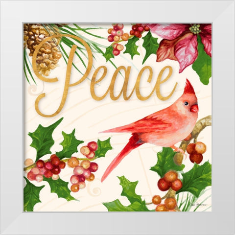 Bright Christmas Cardinal II White Modern Wood Framed Art Print by Gaynor, Janice