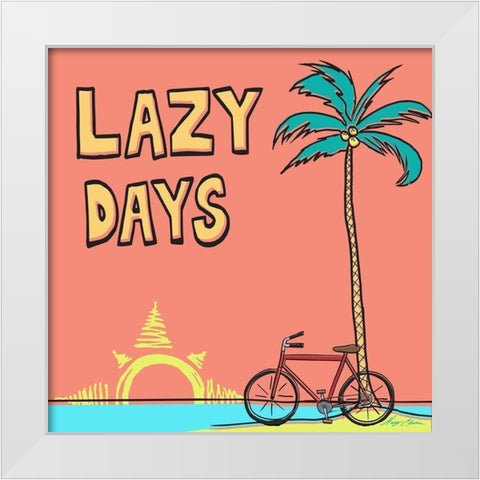 Lazy Days White Modern Wood Framed Art Print by Edwins, Hugo