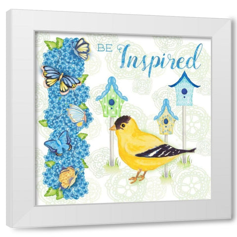 Yellow Bird I White Modern Wood Framed Art Print by Metz, Andi