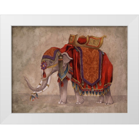 Ceremonial Elephants I White Modern Wood Framed Art Print by Medley, Elizabeth