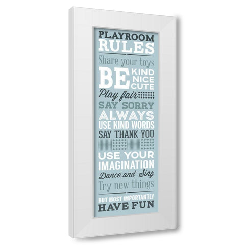 Playroom Rules White Modern Wood Framed Art Print by SD Graphics Studio