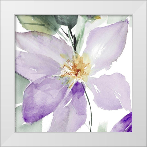 Clematis in Purple Shades I White Modern Wood Framed Art Print by Loreth, Lanie