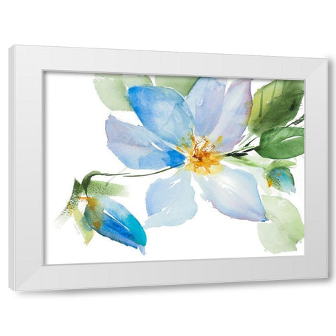Single Clematis with Buds White Modern Wood Framed Art Print by Loreth, Lanie