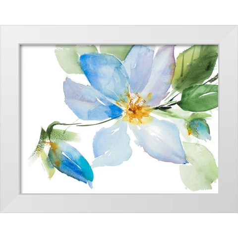 Single Clematis with Buds White Modern Wood Framed Art Print by Loreth, Lanie