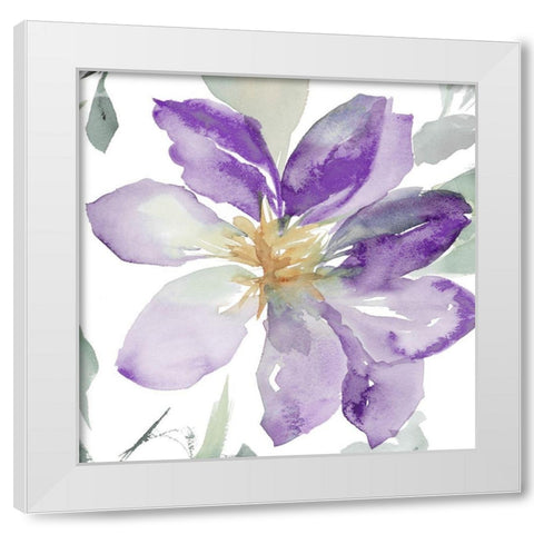 Clematis in Purple Shades II White Modern Wood Framed Art Print by Loreth, Lanie