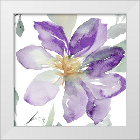 Clematis in Purple Shades II White Modern Wood Framed Art Print by Loreth, Lanie
