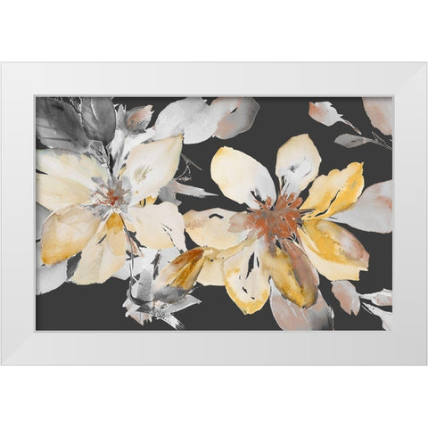 Yellow Clematis on Grey White Modern Wood Framed Art Print by Loreth, Lanie