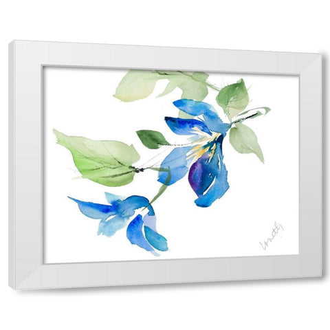 Clematis Branch with New Flower White Modern Wood Framed Art Print by Loreth, Lanie