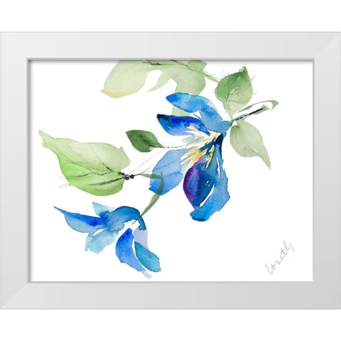Clematis Branch with New Flower White Modern Wood Framed Art Print by Loreth, Lanie