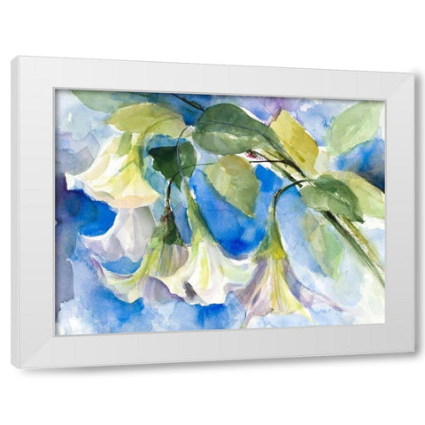 Elusive Angel Trumpets White Modern Wood Framed Art Print by Loreth, Lanie