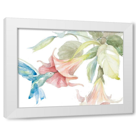 Hummingbird Delights White Modern Wood Framed Art Print by Loreth, Lanie