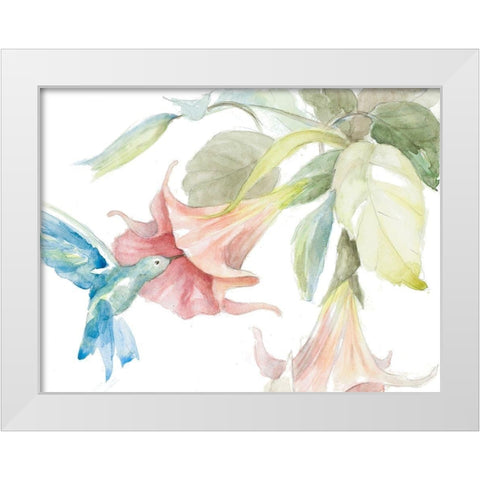 Hummingbird Delights White Modern Wood Framed Art Print by Loreth, Lanie