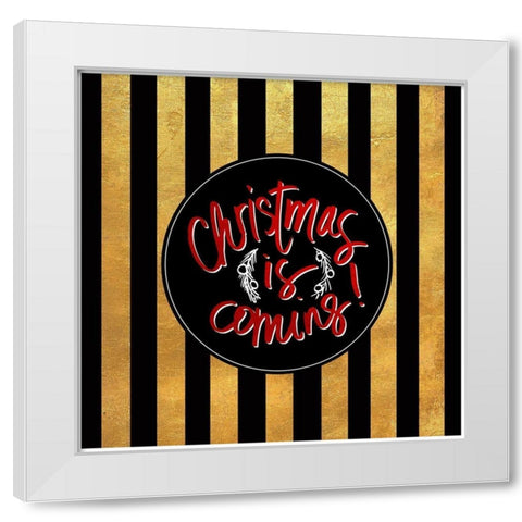 Christmas Gold I White Modern Wood Framed Art Print by SD Graphics Studio