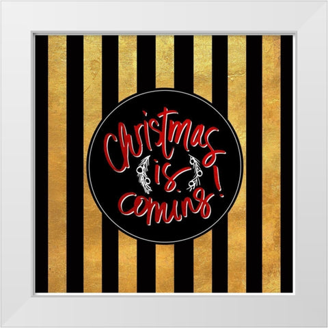 Christmas Gold I White Modern Wood Framed Art Print by SD Graphics Studio