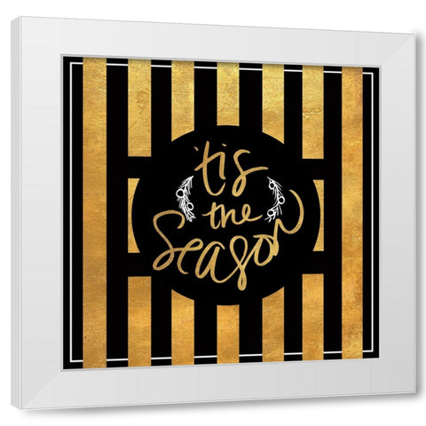 Christmas Gold III White Modern Wood Framed Art Print by SD Graphics Studio