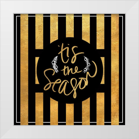 Christmas Gold III White Modern Wood Framed Art Print by SD Graphics Studio
