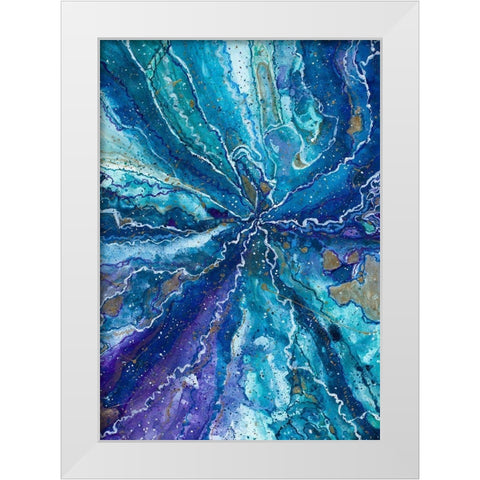 Galactical Blues White Modern Wood Framed Art Print by Bucheli, Amaya