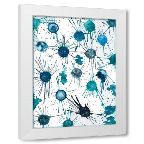 Splattered Moons White Modern Wood Framed Art Print by Bucheli, Amaya