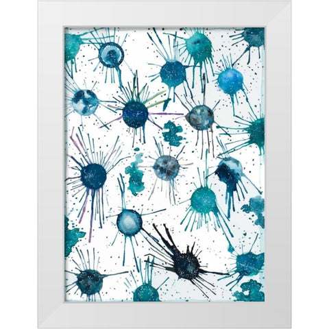 Splattered Moons White Modern Wood Framed Art Print by Bucheli, Amaya