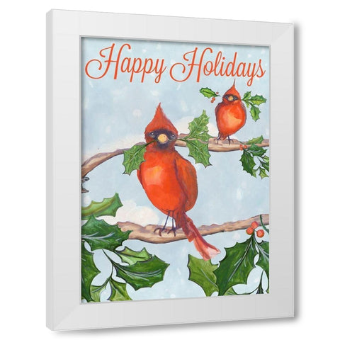 Holiday Birds White Modern Wood Framed Art Print by Diannart