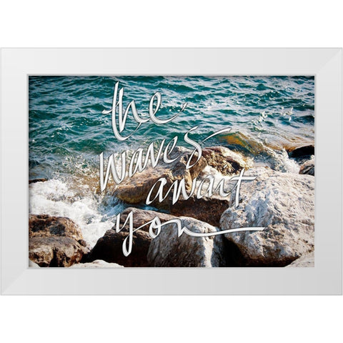 Wave Crashes White Modern Wood Framed Art Print by Wilson, Kali