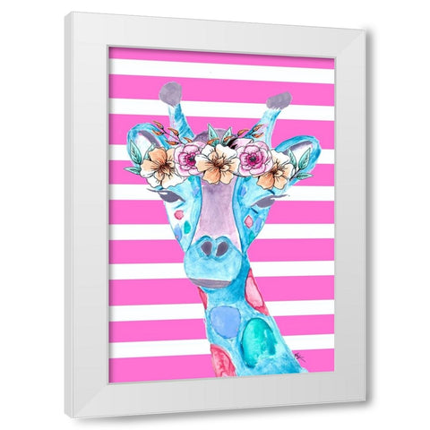 Funky Giraffe White Modern Wood Framed Art Print by Wilson, Kali
