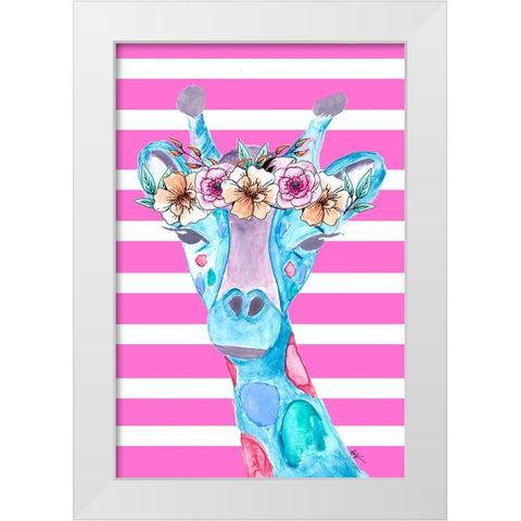 Funky Giraffe White Modern Wood Framed Art Print by Wilson, Kali