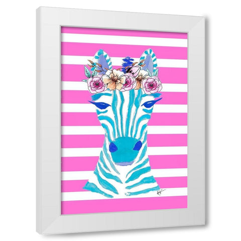 Funky Zebra White Modern Wood Framed Art Print by Wilson, Kali